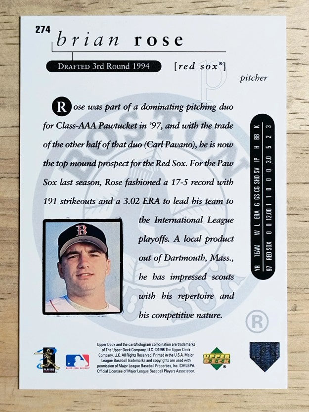 1998 Upper Deck #274 Brian Rose
