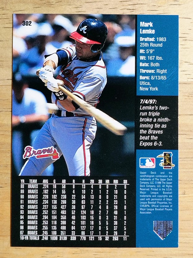 1998 Upper Deck #302 Mark Lemke