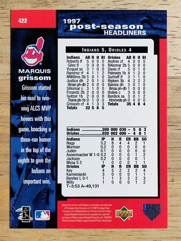 1998 Upper Deck #422 Marquis Grissom PH