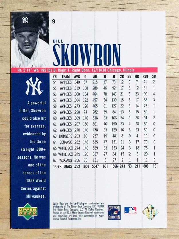2000 Upper Deck Yankees Legends #9 Bill Skowron