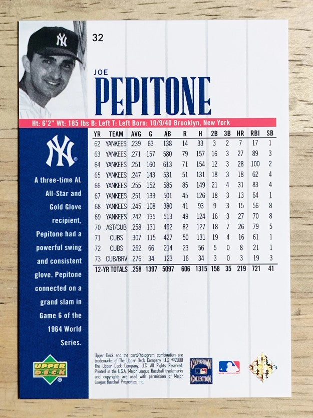 2000 Upper Deck Yankees Legends #32 Joe Pepitone