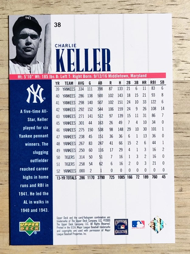 2000 Upper Deck Yankees Legends #38 Charlie Keller
