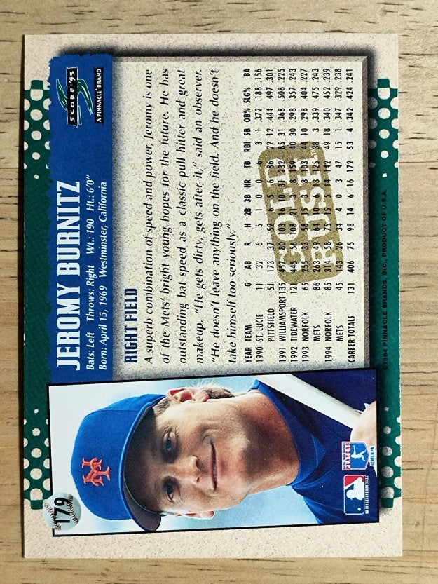 1995 Score Gold Rush #179 Jeromy Burnitz
