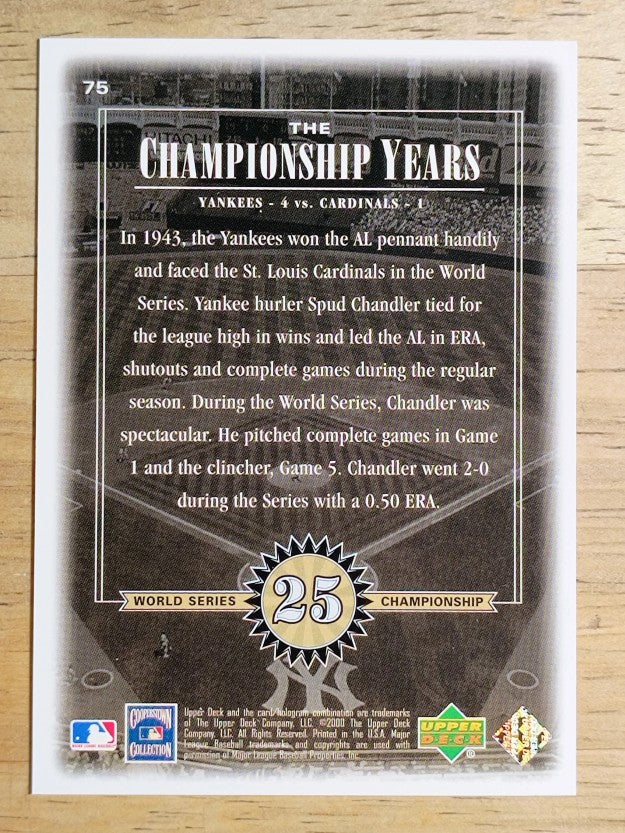 2000 Upper Deck Yankees Legends #75 Spud Chandler '43 TCY