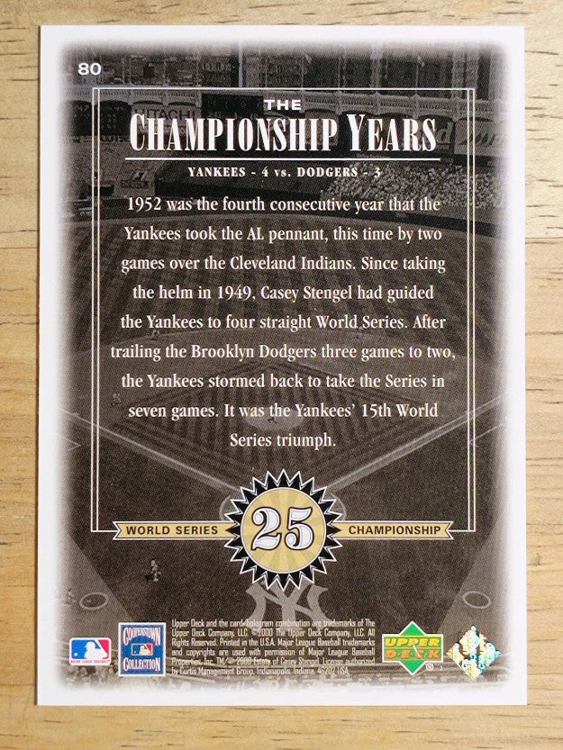 2000 Upper Deck Yankees Legends #80 Casey Stengel '52 TCY