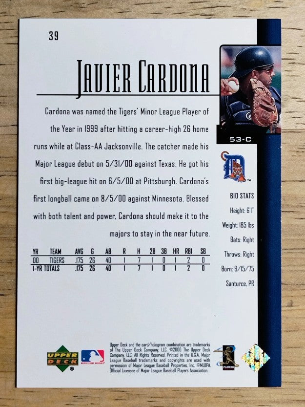 2001 Upper Deck #39 Javier Cardona SR
