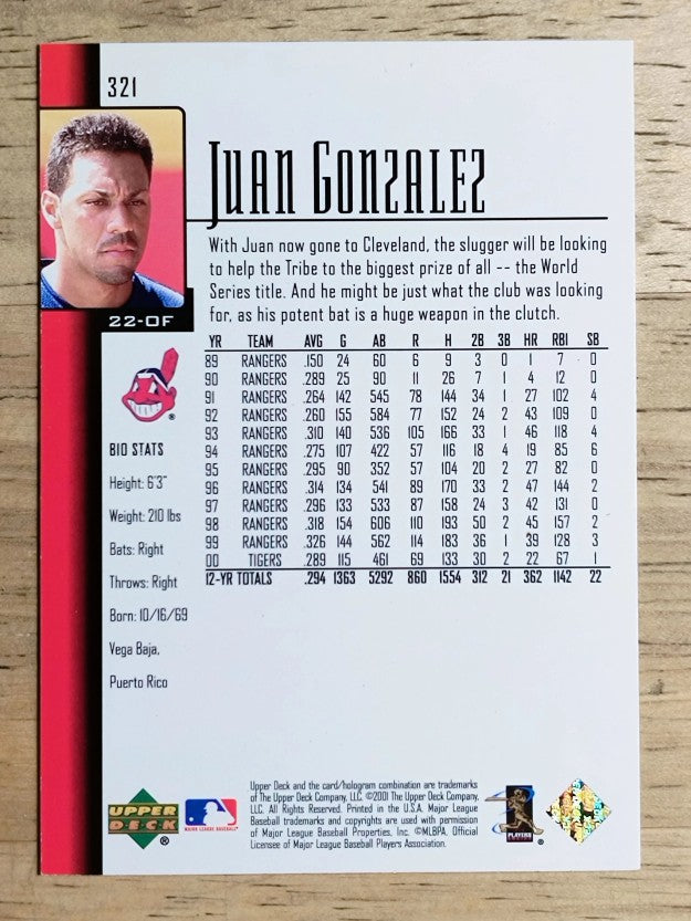2001 Upper Deck #321 Juan Gonzalez