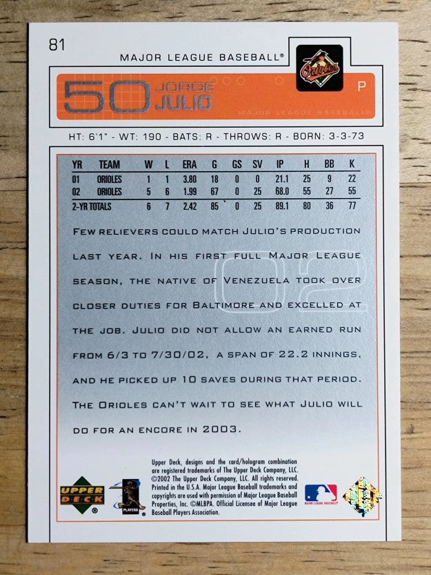 2003 Upper Deck #81 Jorge Julio