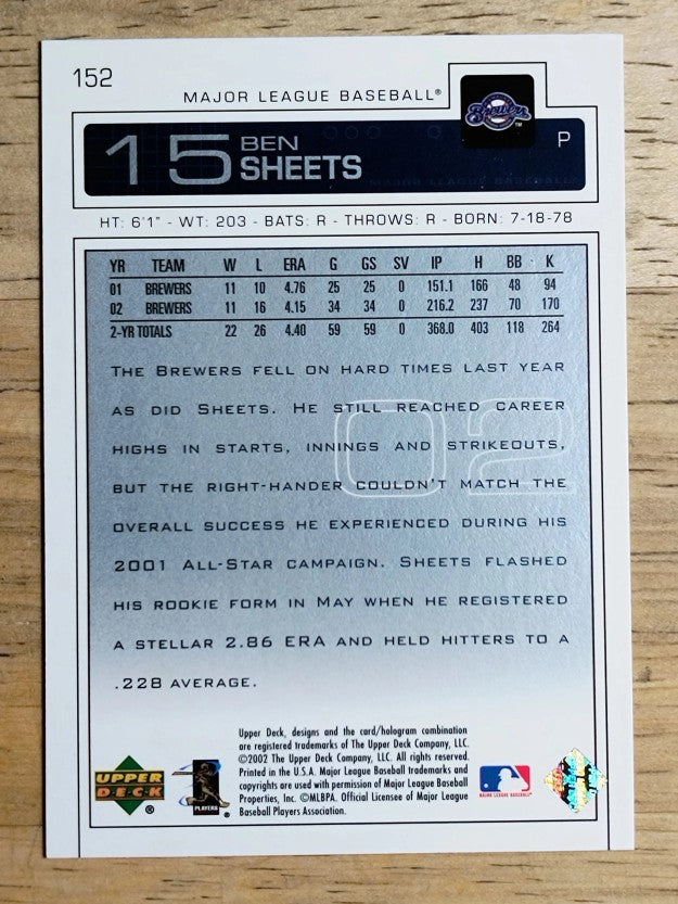 2003 Upper Deck #152 Ben Sheets