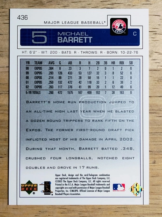 2003 Upper Deck #436 Michael Barrett
