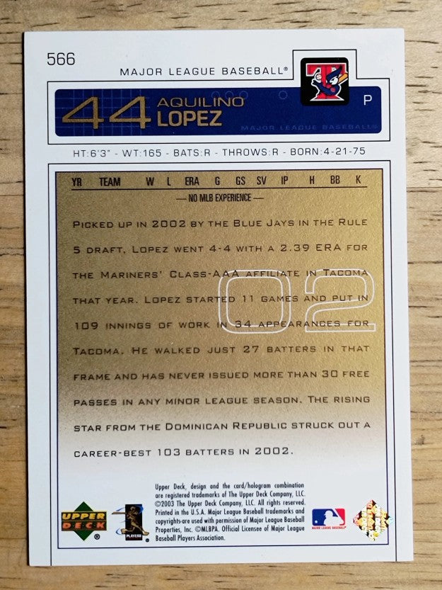 2003 Upper Deck Gold #566 Aquilino Lopez