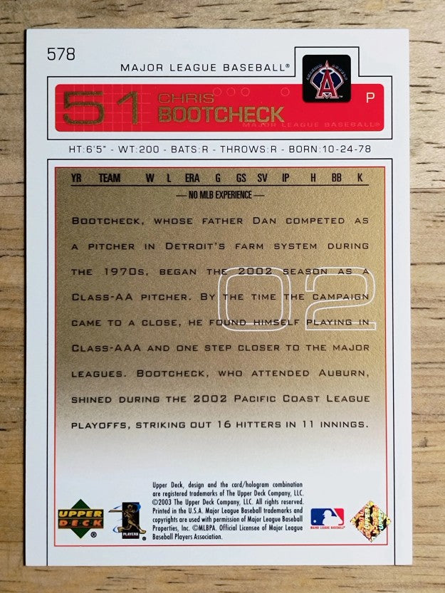 2003 Upper Deck Gold #578 Chris Bootcheck