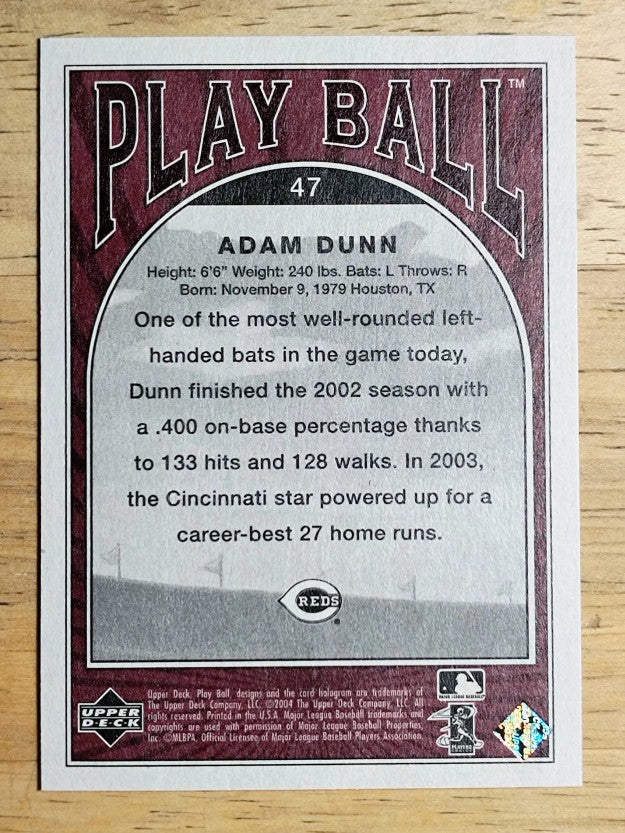 2004 Upper Deck Play Ball #47 Adam Dunn