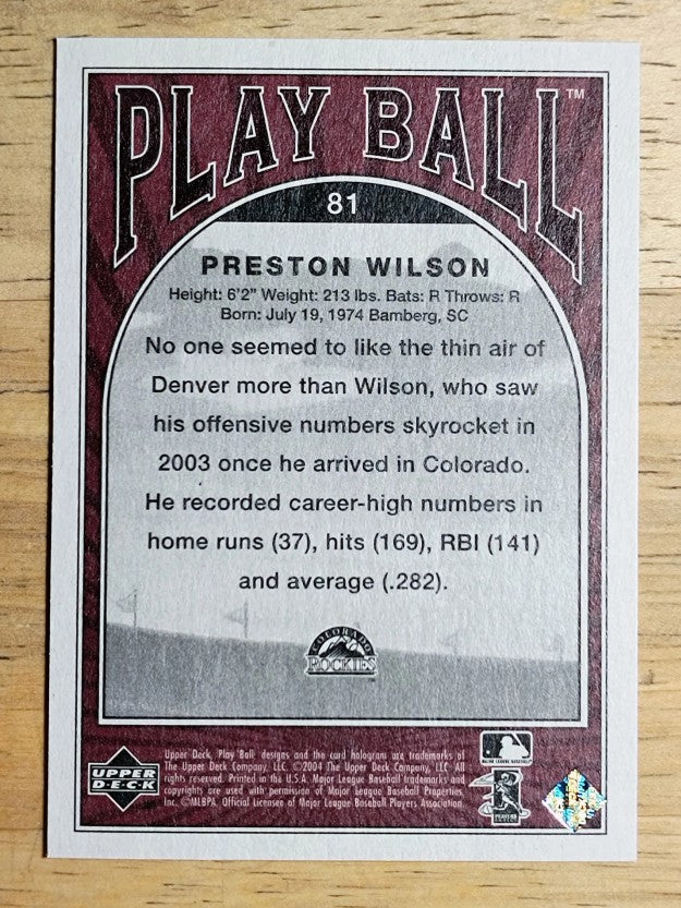 2004 Upper Deck Play Ball #81 Preston Wilson