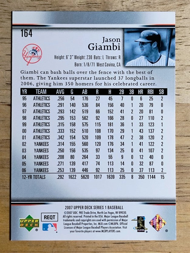 2007 Upper Deck #164 Jason Giambi