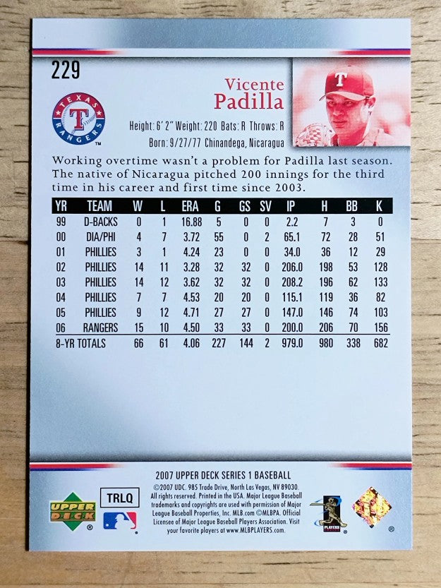2007 Upper Deck #229 Vicente Padilla