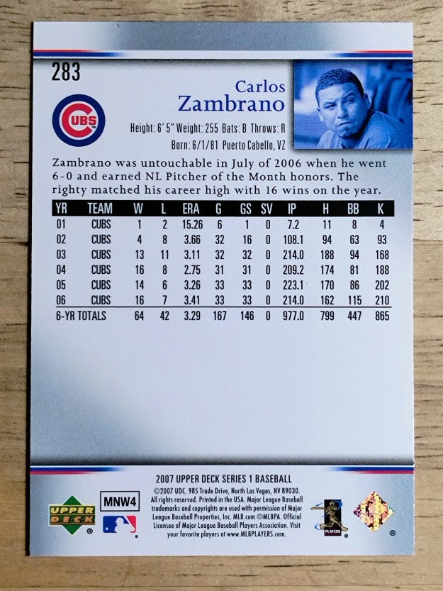 2007 Upper Deck #283 Carlos Zambrano