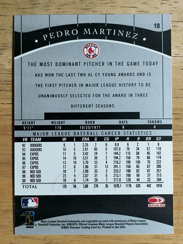 2001 Donruss Classics #18 Pedro Martinez