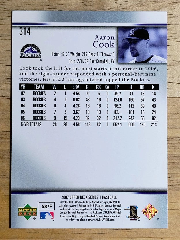 2007 Upper Deck #314 Aaron Cook