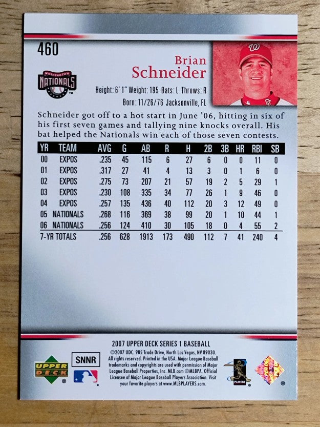 2007 Upper Deck #460 Brian Schneider