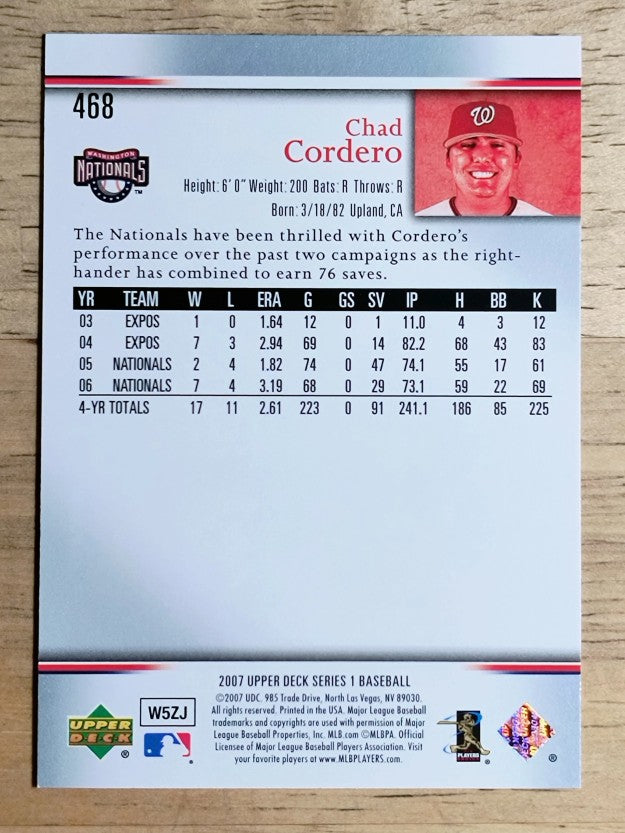 2007 Upper Deck #468 Chad Cordero