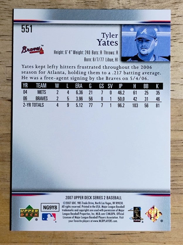 2007 Upper Deck #551 Tyler Yates