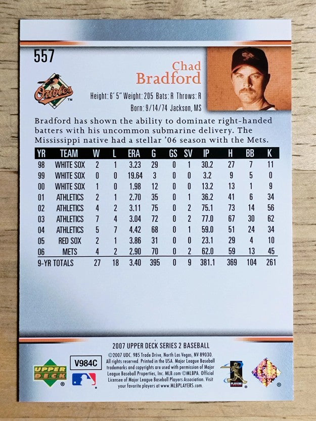 2007 Upper Deck #557 Chad Bradford