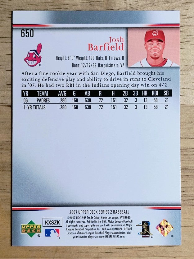 2007 Upper Deck #650 Josh Barfield