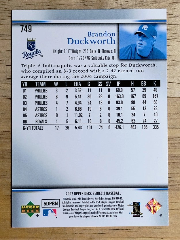 2007 Upper Deck #749 Brandon Duckworth