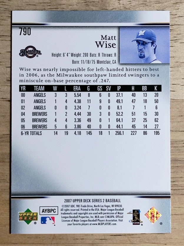 2007 Upper Deck #790 Matt Wise