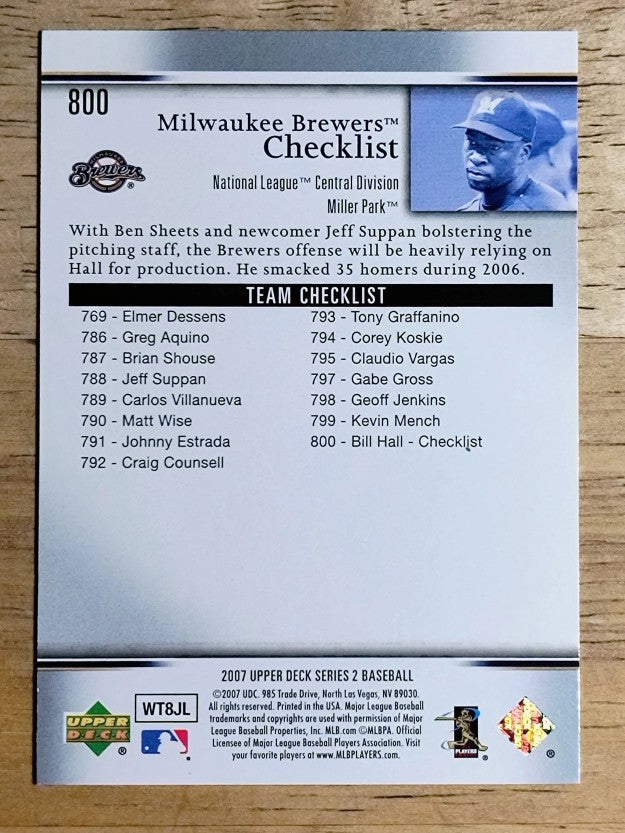 2007 Upper Deck #800 Bill Hall CL