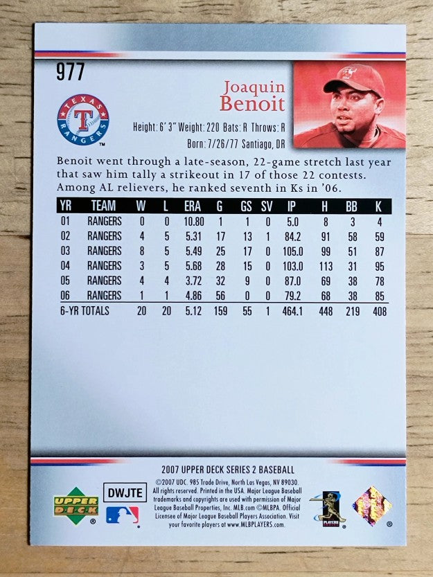 2007 Upper Deck #977 Joaquin Benoit