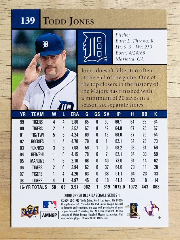 2009 Upper Deck #139 Todd Jones