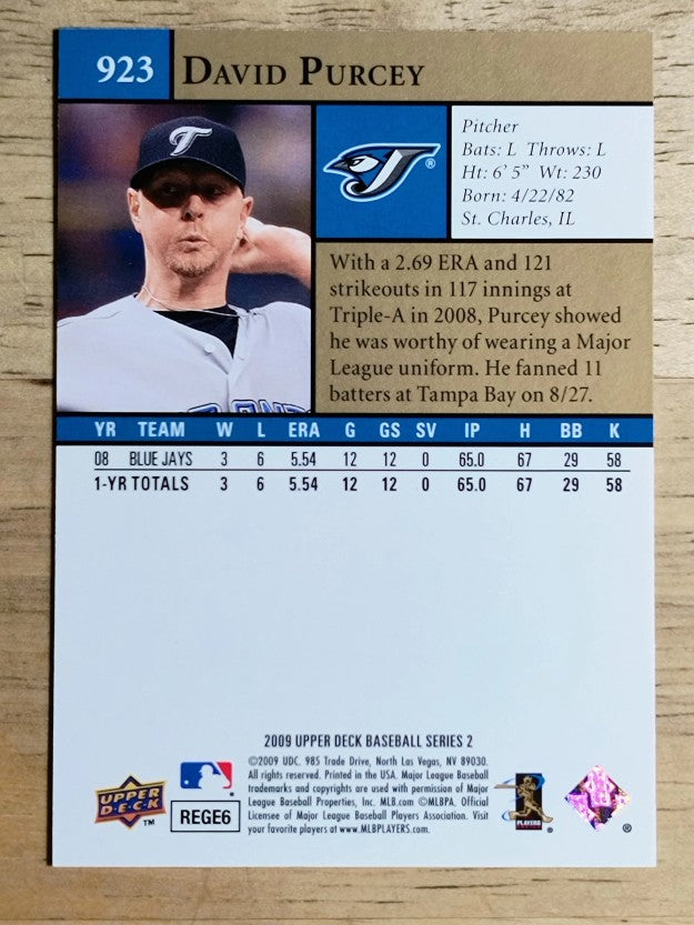 2009 Upper Deck #923 David Purcey