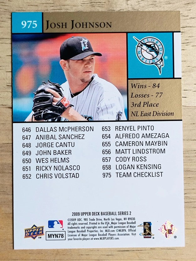2009 Upper Deck #975 Josh Johnson CL