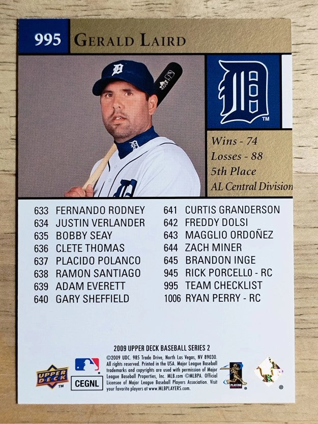 2009 Upper Deck #995 Gerald Laird CL