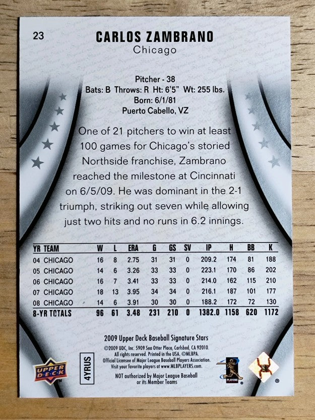 2009 Upper Deck Signature Stars #23 Carlos Zambrano