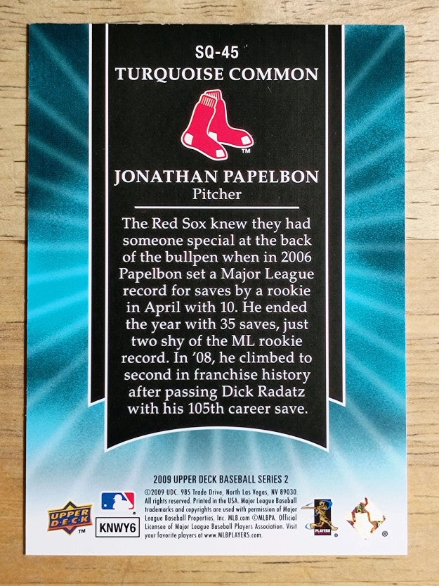 2009 Upper Deck StarQuest Turquoise #SQ45 Jonathan Papelbon