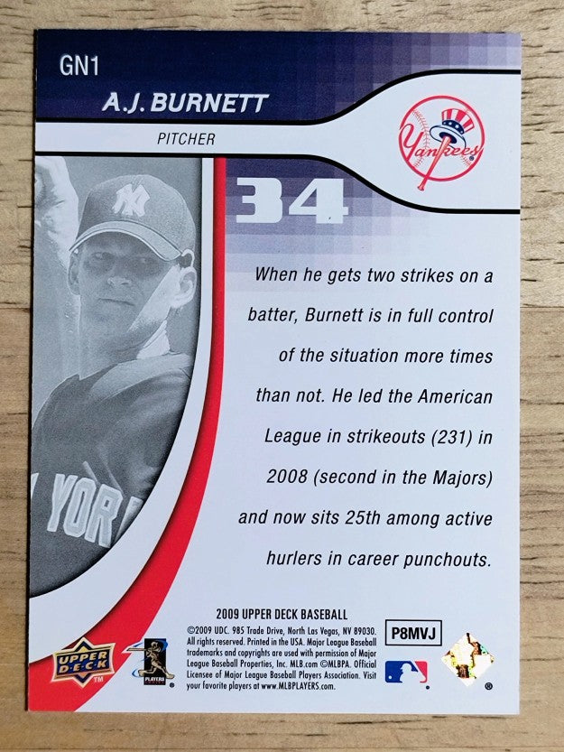 2009 Upper Deck Update Generation Now #GN1 A.J. Burnett