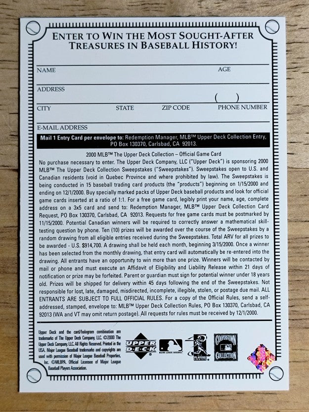 2000 Upper Deck Collection Entry #NNO Joe DiMaggio/Reese Los Angeles