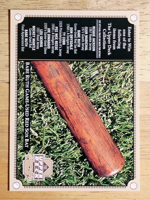 2000 Upper Deck Collection Entry #NNO Babe Ruth Red Sox Bat/Reese Los Angeles