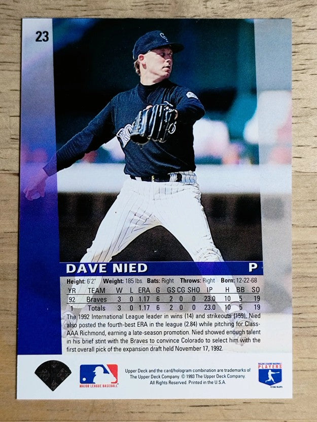 1993 Upper Deck Diamond Gallery #23 David Nied