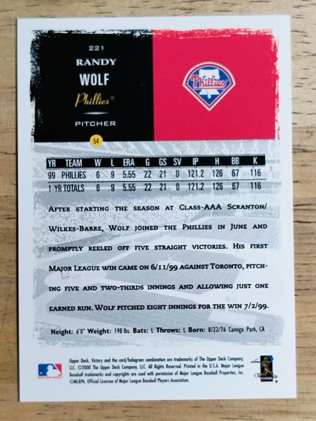 2000 Upper Deck Victory #221 Randy Wolf