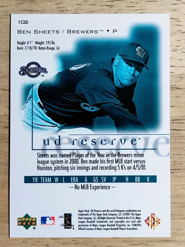 2001 UD Reserve #102 Ben Sheets