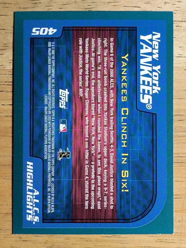 2001 Topps #405 New York Yankees HL