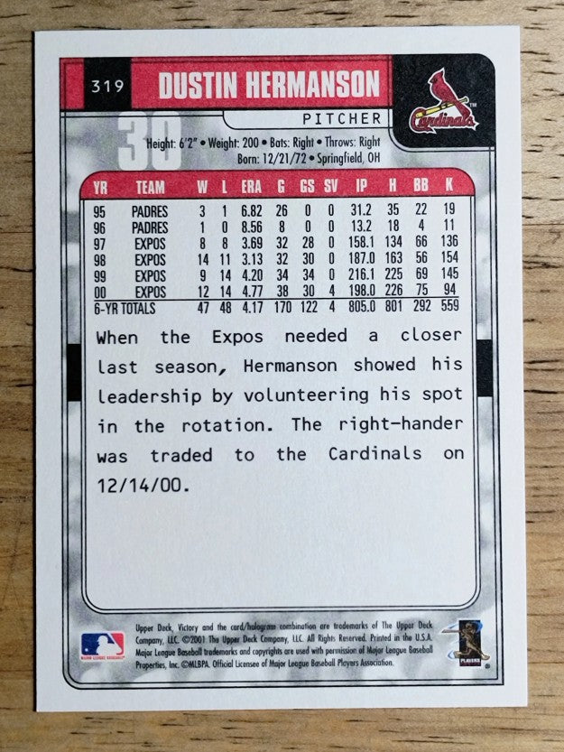 2001 Upper Deck Victory #319 Dustin Hermanson