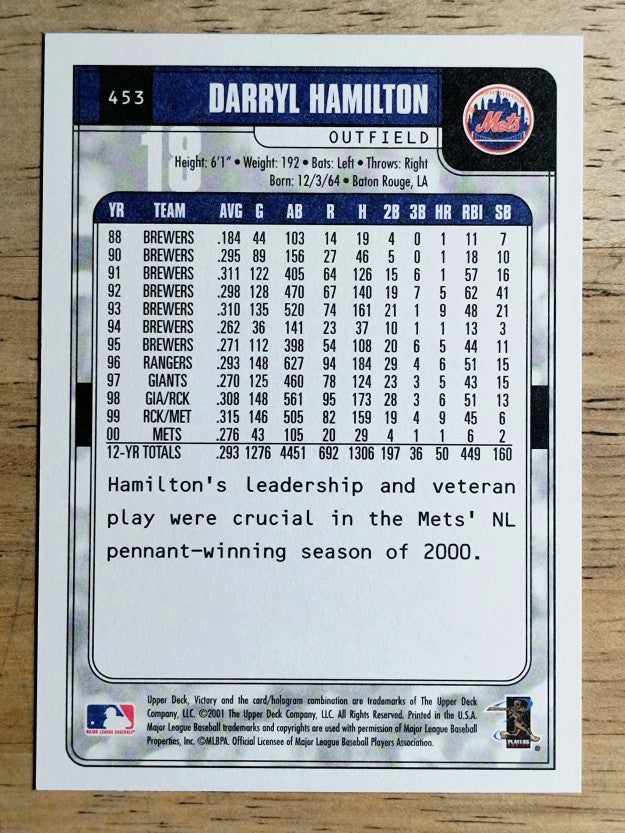 2001 Upper Deck Victory #453 Darryl Hamilton
