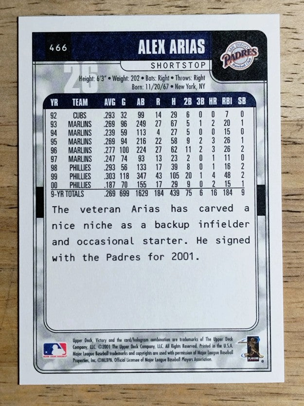 2001 Upper Deck Victory #466 Alex Arias