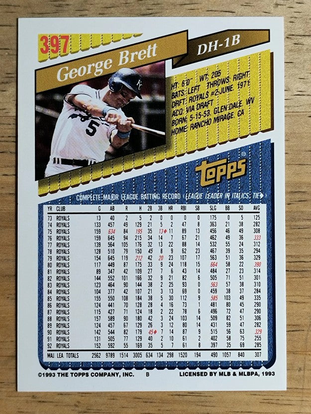 1993 Topps #397 George Brett