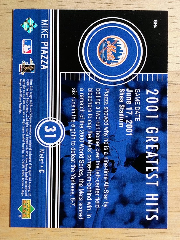 2002 Upper Deck 2001 Greatest Hits #GH4 Mike Piazza (NM)